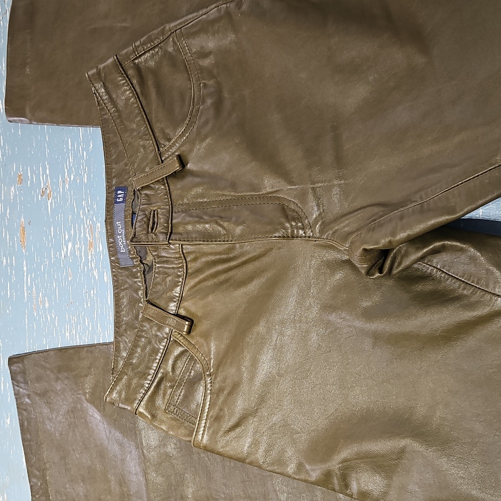 VINTAGE GAP GREEN LEATHER BOOT CUT PANTS